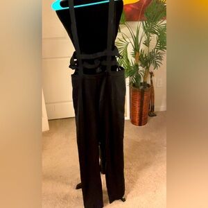 Black suspender pants